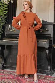  Terra Cotta Modest Long Dress 659KRMT - 2