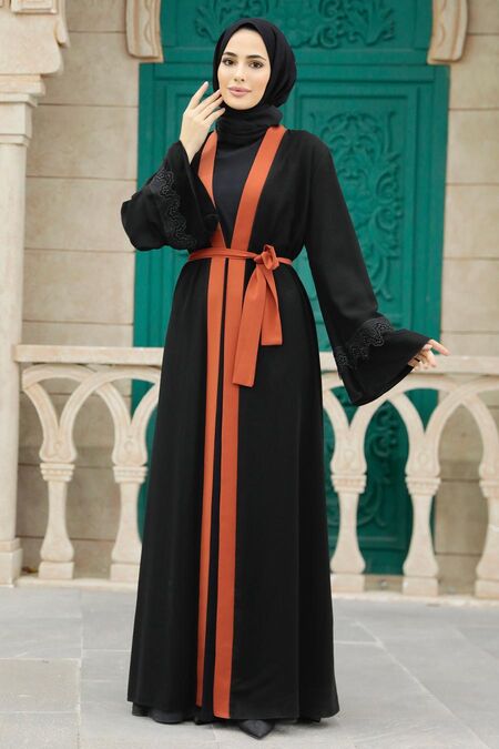  Terra Cotta Plus Size Abaya 55440KRMT - NEVA STYLE