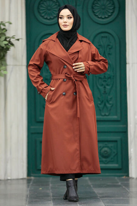  Terra Cotta Trench Women Coat 5949KRMT - NEVA STYLE
