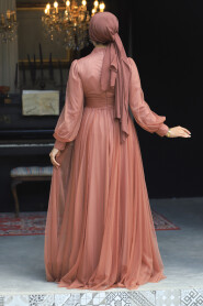  Terra Cotta Turkish Modest Wedding Dress 22070KRMT - 4