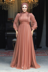  Terra Cotta Turkish Modest Wedding Dress 22070KRMT - 2