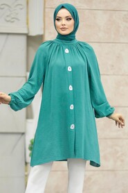  Turquoise Islamic Clothing Tunic 1117TR - NEVA STYLE