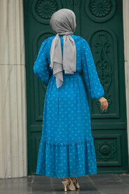  Turquoise Long Muslim Dress 13181TR - 3
