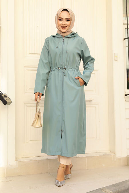  Turquoise Muslim Trench Coat 5941TR - NEVA STYLE
