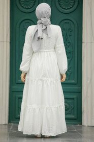  White Hijab Dress 1384B - 3