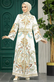  White Hijab Dress 22342B - 2