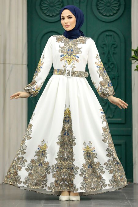  White Hijab For Women Dress 22439B - NEVA STYLE