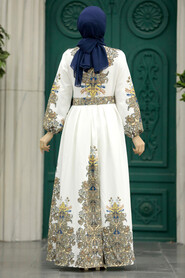  White Hijab For Women Dress 22439B - 3