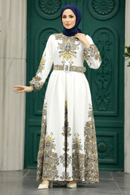  White Hijab For Women Dress 22439B - 2