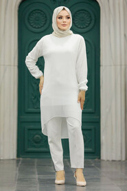 Neva Style - White Hijab For Women Tunic 91235B - Thumbnail