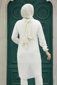 Neva Style - White Hijab For Women Tunic 91235B - Thumbnail
