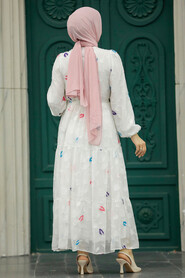  White Hijab Maxi Dress 13025B - 3