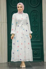  White Hijab Maxi Dress 13025B - 2