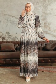  White Hijab Maxi Dress 3889B - 1