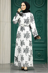  White Hijab Maxi Dress 77301B - 2