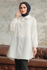  White Hijab Shirt 1114B - 3