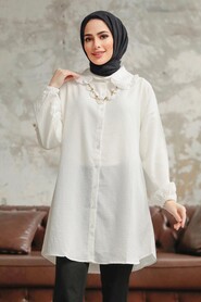  White Hijab Shirt 1114B - 2