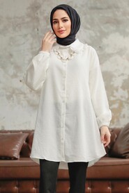  White Hijab Shirt 1114B - 1