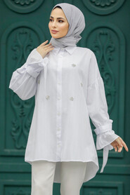  White Islamic Clothing Tunic 603B - 2