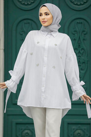  White Islamic Clothing Tunic 603B - 1