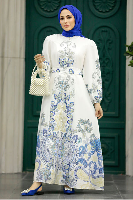  White Long Dress 22304B - NEVA STYLE