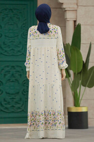  White Long Dress for Muslim Ladies 50095B - 3