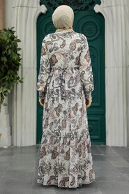  White Muslim Dress 3356B - 3