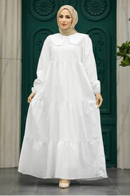  White Muslim Dress 57343B - 1