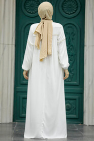  White Muslim Dress 8999B - 3