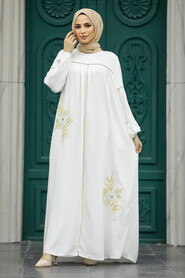  White Muslim Dress 8999B - 2