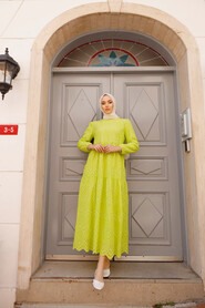  Yellow Hijab Dress 1073SR - NEVA STYLE