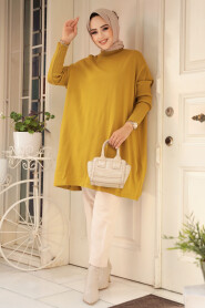 Oil Green High Quality Knitwear Tunic 3399YY - 1