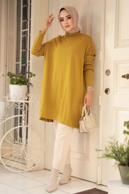 Oil Green High Quality Knitwear Tunic 3399YY - 2