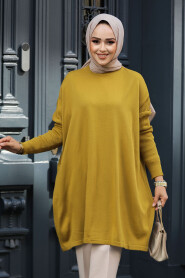 Oil Green High Quality Knitwear Tunic 3399YY - 2