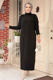 Modest Black Long Knitwear Dress 31230S - 2