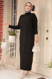 Modest Black Long Knitwear Dress 31230S - 1