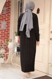 Modest Black Long Knitwear Dress 31230S - 4