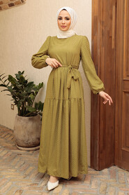 Oil Green Hijab Dress 13290YY - 1