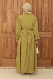 Oil Green Hijab Dress 13390YY - 2