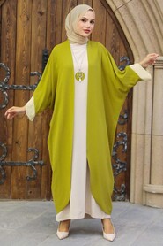 Oil Green Hijab Dress 3421YY - NEVA STYLE