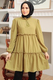 Oil Green Hijab Tunic 1342YY - 1