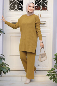 Oil Green Knitwear Muslim Dual Suit 33450YY - 2