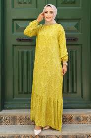 Oil Green Modest Dress Women 15727YY - 2