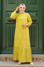 Oil Green Modest Dress Women 15727YY - 1