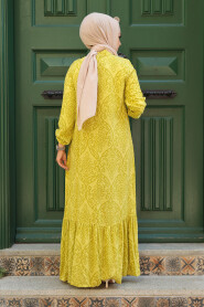 Oil Green Modest Dress Women 15727YY - 3