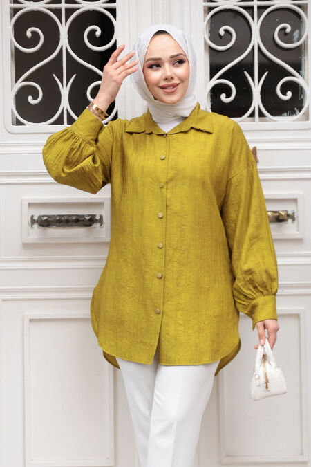 Oil Green Modest Top 10113YY - NEVA STYLE