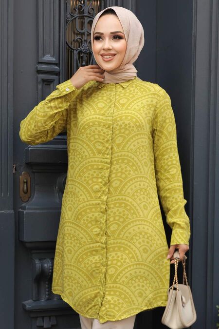 Oil Green Modest Tunic 11703YY - NEVA STYLE