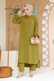 Oil Green Plus Size Dual Suit 12082YY - 2