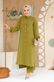 Oil Green Plus Size Dual Suit 12082YY 