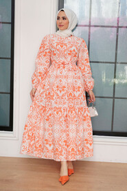 Orange Hijab Dress 23071T - 3